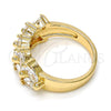 Oro Laminado Multi Stone Ring, Gold Filled Style Leaf Design, with White Cubic Zirconia, Polished, Golden Finish, 01.210.0007.09 (Size 9)