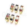 Oro Laminado Huggie Hoop, Gold Filled Style with Multicolor Cubic Zirconia, Polished, Golden Finish, 02.210.0026.1.15