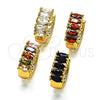 Oro Laminado Huggie Hoop, Gold Filled Style with Multicolor Cubic Zirconia, Polished, Golden Finish, 02.210.0028.1.15