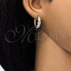 Oro Laminado Huggie Hoop, Gold Filled Style with White Cubic Zirconia, Polished, Golden Finish, 02.210.0030.15