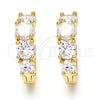 Oro Laminado Huggie Hoop, Gold Filled Style with White Cubic Zirconia, Polished, Golden Finish, 02.210.0030.15
