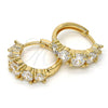 Oro Laminado Huggie Hoop, Gold Filled Style with White Cubic Zirconia, Polished, Golden Finish, 02.210.0030.15