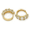 Oro Laminado Huggie Hoop, Gold Filled Style with White Cubic Zirconia, Polished, Golden Finish, 02.210.0030.15