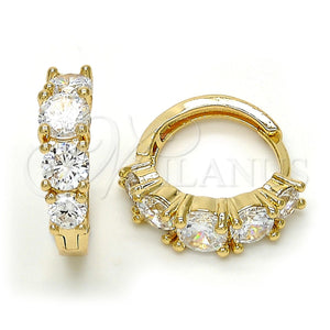 Gold Filled Hoop Earrings — Huggie Hoop with White Cubic Zirconia Polished 02. — main product view — SKU 109972 | Oro Laminado aretes de aro — Huggie Hoop with blanco Cubic Zirconia pulido 02. — SKU 109972