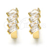 Oro Laminado Huggie Hoop, Gold Filled Style Baguette Design, with White Cubic Zirconia, Polished, Golden Finish, 02.210.0031.15