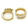 Oro Laminado Huggie Hoop, Gold Filled Style Baguette Design, with White Cubic Zirconia, Polished, Golden Finish, 02.210.0031.15