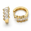 Oro Laminado Huggie Hoop, Gold Filled Style Baguette Design, with White Cubic Zirconia, Polished, Golden Finish, 02.210.0031.15