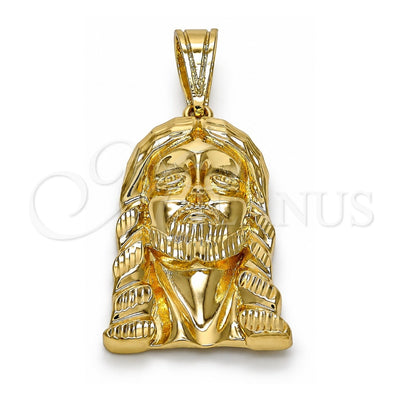 Oro Laminado Religious Pendant, Gold Filled Style Jesus Design, Diamond Cutting Finish, Golden Finish, 05.120.0034