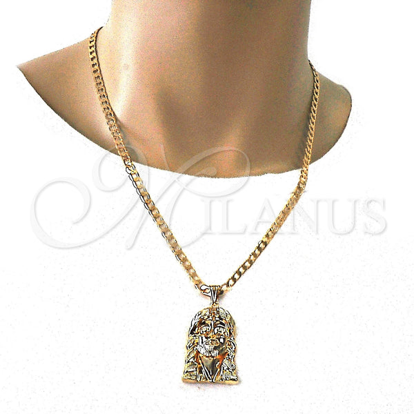 Gold Filled Pendant — Religious Pendant Jesus Design Diamond Cutting 05. — alternate product view — SKU 110001 | Oro Laminado dije — Religious Pendant Jesus diseño Diamond Cutting 05. — SKU 110001