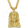 Oro Laminado Religious Pendant, Gold Filled Style Jesus Design, Diamond Cutting Finish, Golden Finish, 05.120.0035