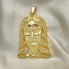 Oro Laminado Religious Pendant, Gold Filled Style Jesus Design, Diamond Cutting Finish, Golden Finish, 05.120.0035