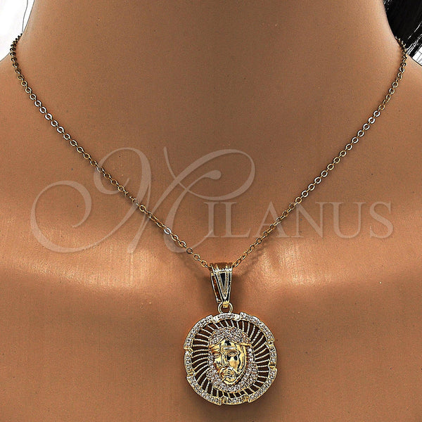 Gold Filled Pendant — Religious Pendant Jesus Design with White Micro Pave — alternate product view — SKU 110004 | Oro Laminado dije — Religious Pendant Jesus diseño with blanco Micro Pave — SKU 110004