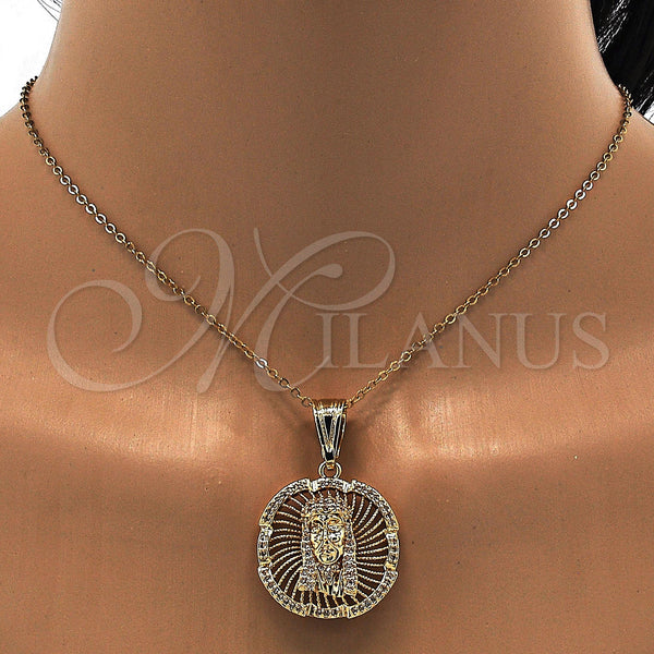 Gold Filled Pendant — Religious Pendant Jesus Design with White Micro Pave — alternate product view — SKU 110005 | Oro Laminado dije — Religious Pendant Jesus diseño with blanco Micro Pave — SKU 110005