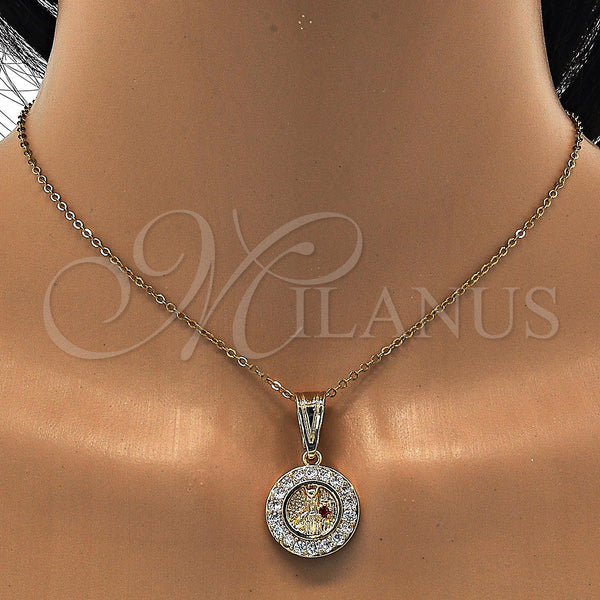 Gold Filled Pendant — Religious Pendant Santa Barbara Design with White and — alternate product view — SKU 110113 | Oro Laminado dije — Religious Pendant Santa Barbara diseño with blanco and — SKU 110113