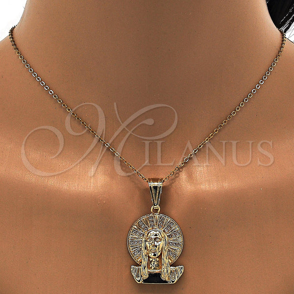 Gold Filled Pendant — Religious Pendant Jesus Design with White Micro Pave — alternate product view — SKU 110114 | Oro Laminado dije — Religious Pendant Jesus diseño with blanco Micro Pave — SKU 110114
