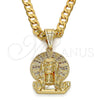 Oro Laminado Religious Pendant, Gold Filled Style Jesus Design, with White Micro Pave, Polished, Golden Finish, 05.120.0053