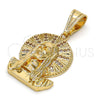 Oro Laminado Religious Pendant, Gold Filled Style Jesus Design, with White Micro Pave, Polished, Golden Finish, 05.120.0053