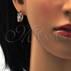 Oro Laminado Huggie Hoop, Gold Filled Style Baguette Design, with White Cubic Zirconia, Polished, Golden Finish, 02.237.0026.15