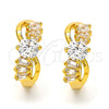 Oro Laminado Huggie Hoop, Gold Filled Style Baguette Design, with White Cubic Zirconia, Polished, Golden Finish, 02.237.0026.15