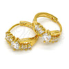 Oro Laminado Huggie Hoop, Gold Filled Style Baguette Design, with White Cubic Zirconia, Polished, Golden Finish, 02.237.0026.15