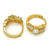 Oro Laminado Huggie Hoop, Gold Filled Style Baguette Design, with White Cubic Zirconia, Polished, Golden Finish, 02.237.0026.15