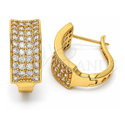 Oro Laminado Huggie Hoop, Gold Filled Style with White Cubic Zirconia, Polished, Golden Finish, 02.260.0006.20