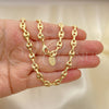 Oro Laminado Basic Necklace, Gold Filled Style Puff Mariner Design, Polished, Golden Finish, 04.63.1310.24 (Thickness, 24 Inches Length)