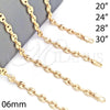 Oro Laminado Basic Necklace, Gold Filled Style Puff Mariner Design, Polished, Golden Finish, 04.63.1310.24 (Thickness, 24 Inches Length)