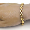 Oro Laminado Fancy Anklet, Gold Filled Style Puff Mariner Design, Polished, Golden Finish, 04.63.1311.08 (Thickness, 8 Inches Length)