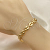 Oro Laminado Fancy Anklet, Gold Filled Style Puff Mariner Design, Polished, Golden Finish, 04.63.1311.08 (Thickness, 8 Inches Length)