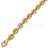 Oro Laminado Fancy Anklet, Gold Filled Style Puff Mariner Design, Polished, Golden Finish, 04.63.1311.08 (Thickness, 8 Inches Length)