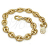 Oro Laminado Fancy Anklet, Gold Filled Style Puff Mariner Design, Polished, Golden Finish, 04.63.1311.08 (Thickness, 8 Inches Length)