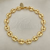 Oro Laminado Fancy Anklet, Gold Filled Style Puff Mariner Design, Polished, Golden Finish, 04.63.1311.08 (Thickness, 8 Inches Length)