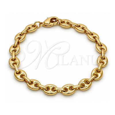 Oro Laminado Fancy Anklet, Gold Filled Style Puff Mariner Design, Polished, Golden Finish, 04.63.1311.08 (Thickness, 8 Inches Length)