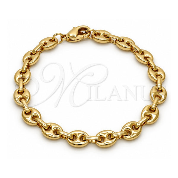 Oro Laminado Fancy Anklet, Gold Filled Style Puff Mariner Design, Polished, Golden Finish, 04.63.1311.08 (Thickness, 8 Inches Length)