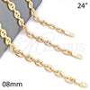 Oro Laminado Basic Necklace, Gold Filled Style Puff Mariner Design, Polished, Golden Finish, 04.63.1311.24 (08 MM Thickness, 24 Inches Length)