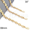Oro Laminado Basic Necklace, Gold Filled Style Puff Mariner Design, Polished, Golden Finish, 04.63.1311.30 (Thickness, 30 Inches Length)