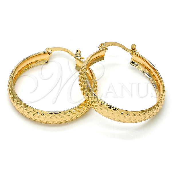 Gold Filled Hoop Earrings — Medium Hoop Diamond Cutting 02. — main product view — SKU 110280 | Oro Laminado aretes de aro — Medium Hoop Diamond Cutting 02. — SKU 110280