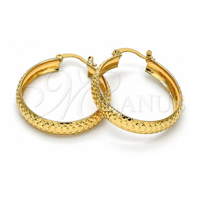 Oro Laminado Medium Hoop, Gold Filled Style Diamond Cutting Finish, Golden Finish, 02.261.0003.30
