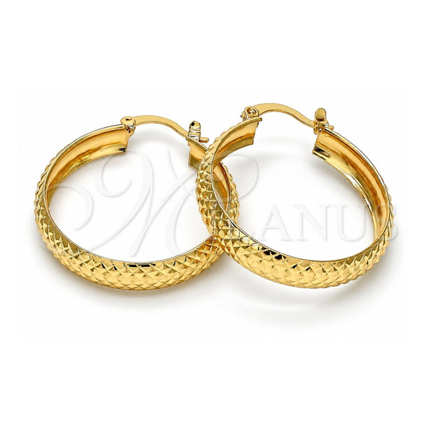 Oro Laminado Medium Hoop, Gold Filled Style Diamond Cutting Finish, Golden Finish, 02.261.0003.30