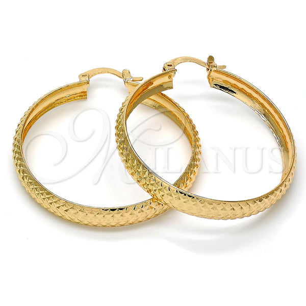 Gold Filled Hoop Earrings — Medium Hoop Diamond Cutting 02. — main product view — SKU 110281 | Oro Laminado aretes de aro — Medium Hoop Diamond Cutting 02. — SKU 110281