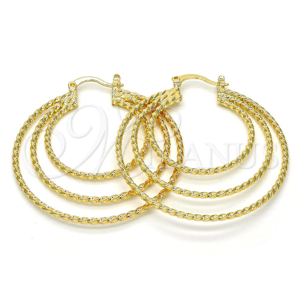 Gold Filled Hoop Earrings — Medium Hoop Twist Design Polished 02. — main product view — SKU 110285 | Oro Laminado aretes de aro — Medium Hoop Twist diseño pulido 02. — SKU 110285
