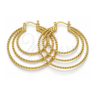 Oro Laminado Medium Hoop, Gold Filled Style Twist Design, Polished, Golden Finish, 02.261.0007.40