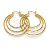 Oro Laminado Medium Hoop, Gold Filled Style Twist Design, Polished, Golden Finish, 02.261.0007.40