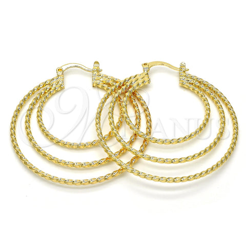 Oro Laminado Medium Hoop, Gold Filled Style Twist Design, Polished, Golden Finish, 02.261.0007.40