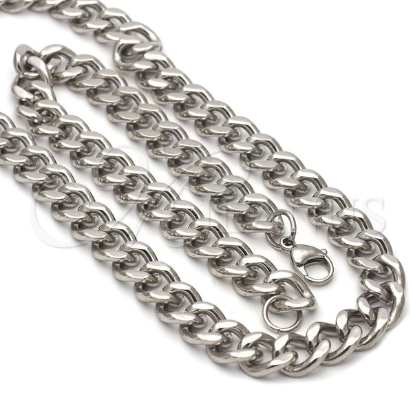 Stainless Steel Necklace and Bracelet, Twist Design, Polished, Steel Finish, 04.113.1737
