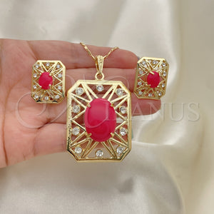 Gold Filled Ring — Earring and Pendant Adult Set with Ruby Opal — main product view — SKU 110335 | Oro Laminado anillo — Earring and Pendant Adult Set with Ruby Opal — SKU 110335