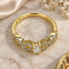 Oro Laminado Multi Stone Ring, Gold Filled Style with White Cubic Zirconia and White Micro Pave, Polished, Golden Finish, 01.99.0084.07 (Size 7)