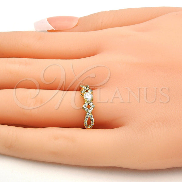 Gold Filled Ring — Multi Stone Ring with White Cubic Zirconia and — alternate product view — SKU 110338 | Oro Laminado anillo — Multi Stone Ring with blanco Cubic Zirconia and — SKU 110338