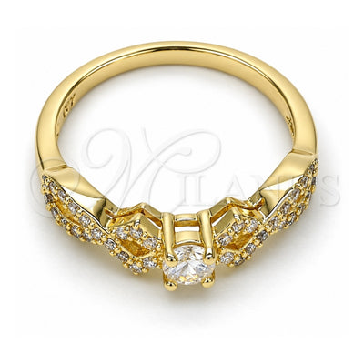 Oro Laminado Multi Stone Ring, Gold Filled Style with White Cubic Zirconia and White Micro Pave, Polished, Golden Finish, 01.99.0084.08 (Size 8)